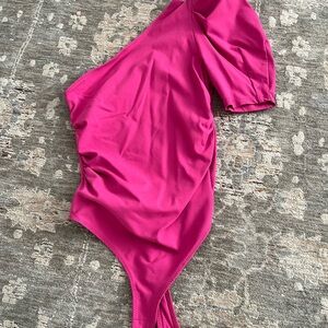 Free People Pink One-Shoulder Bodysuit